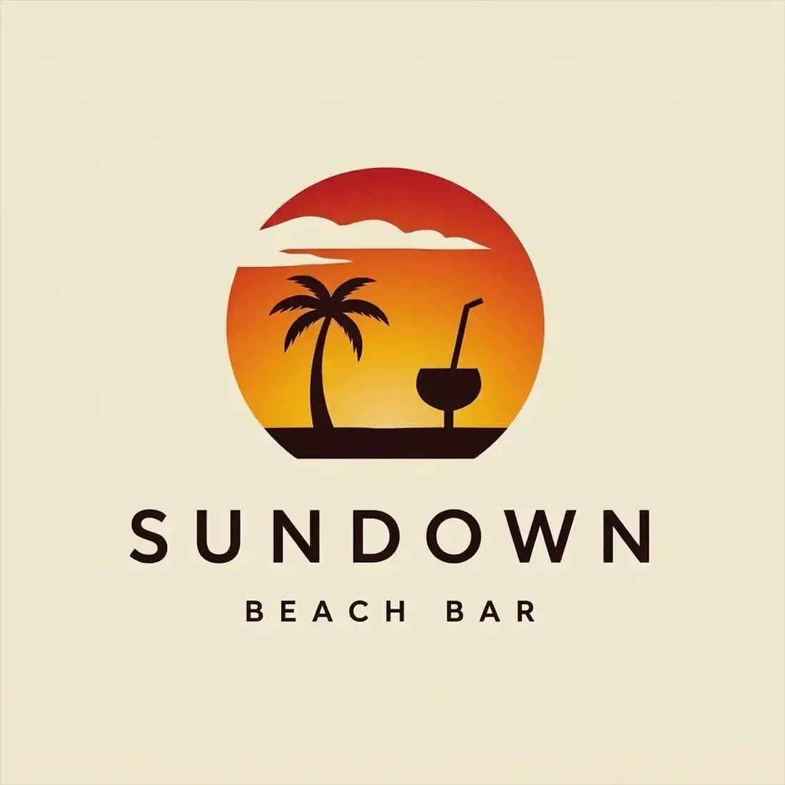 Sundown Beach Bar, a bar logo generated with Logofai