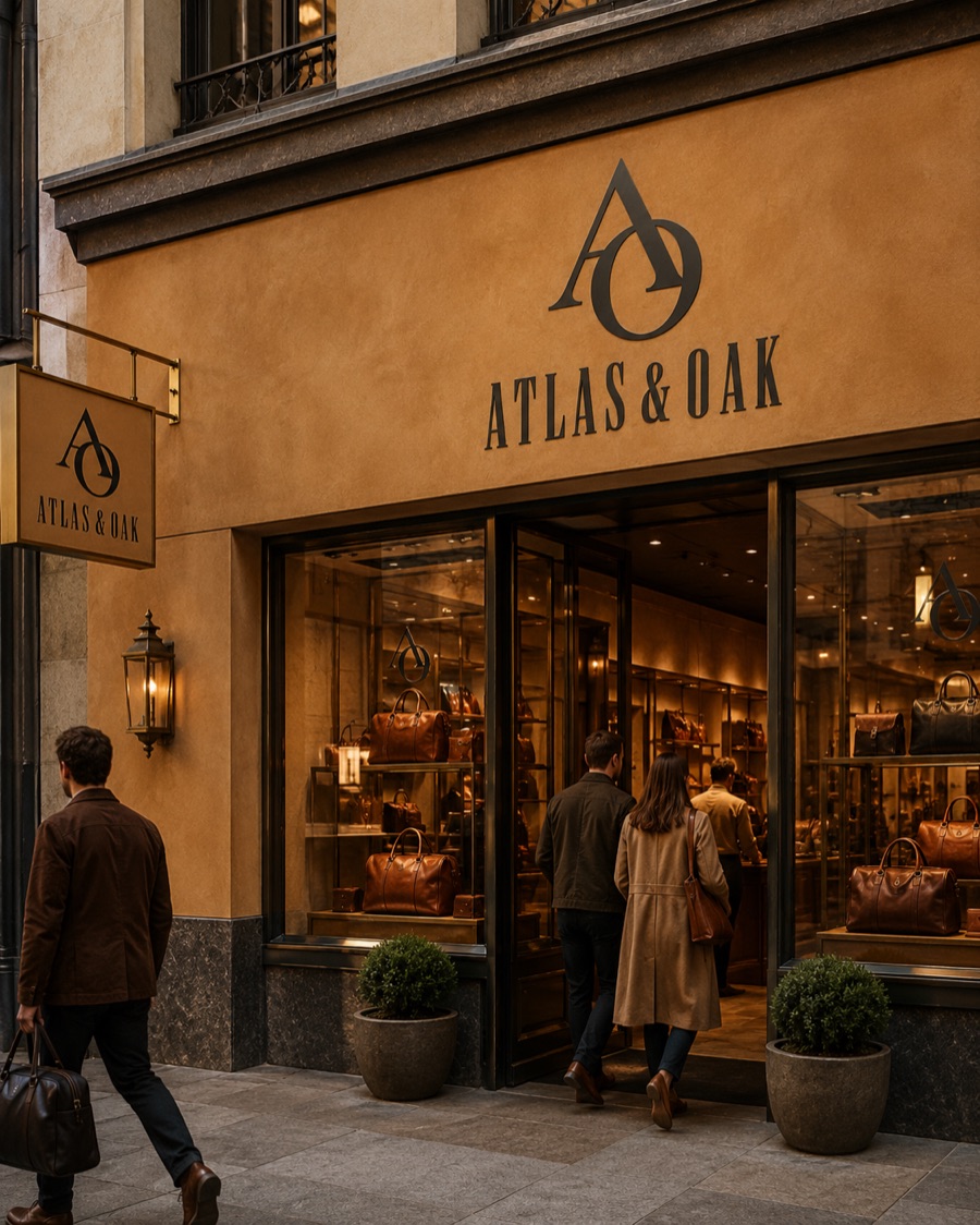 Atlas & Oak, Leather goods brand asset 3, generated with Logofai