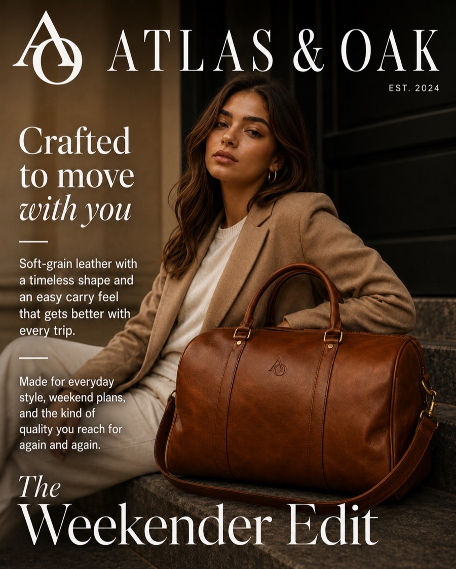 Atlas & Oak, Leather goods brand asset 6, generated with Logofai