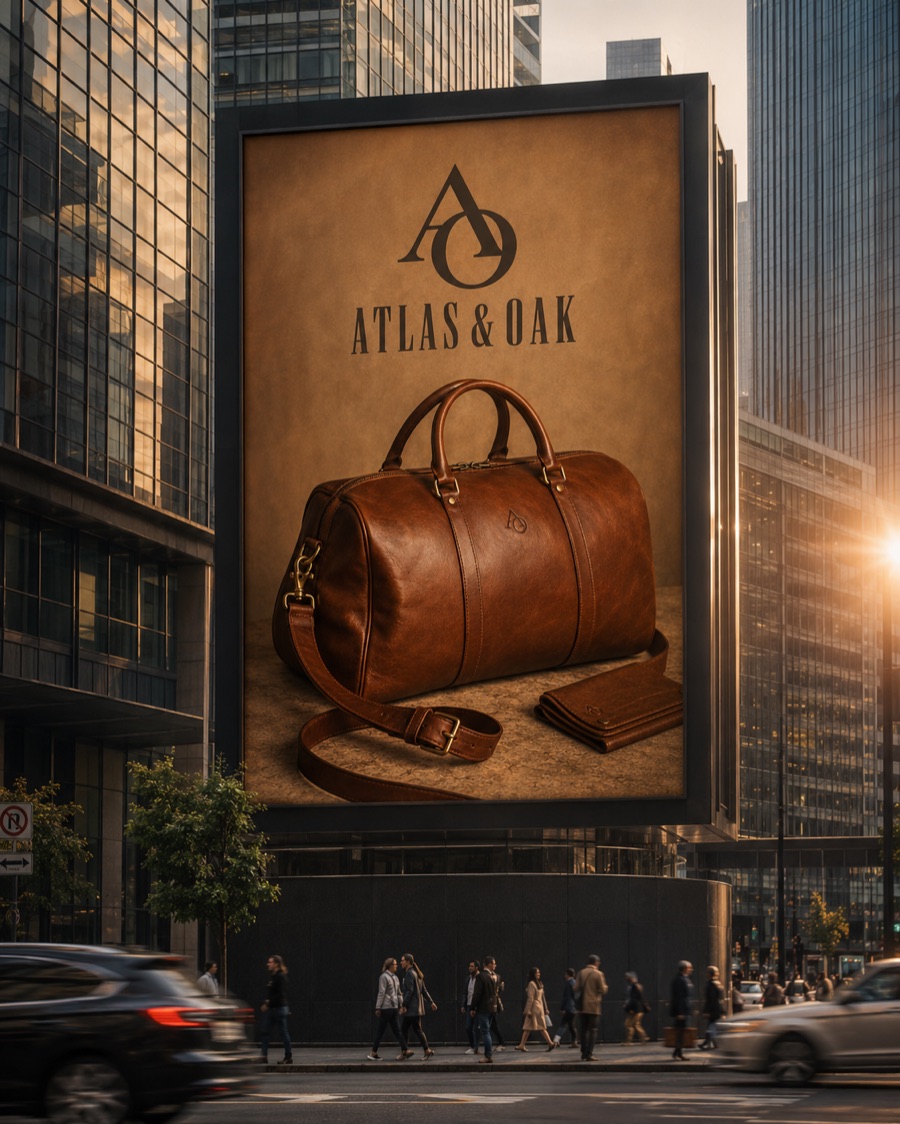 Atlas & Oak, Leather goods brand asset 7, generated with Logofai