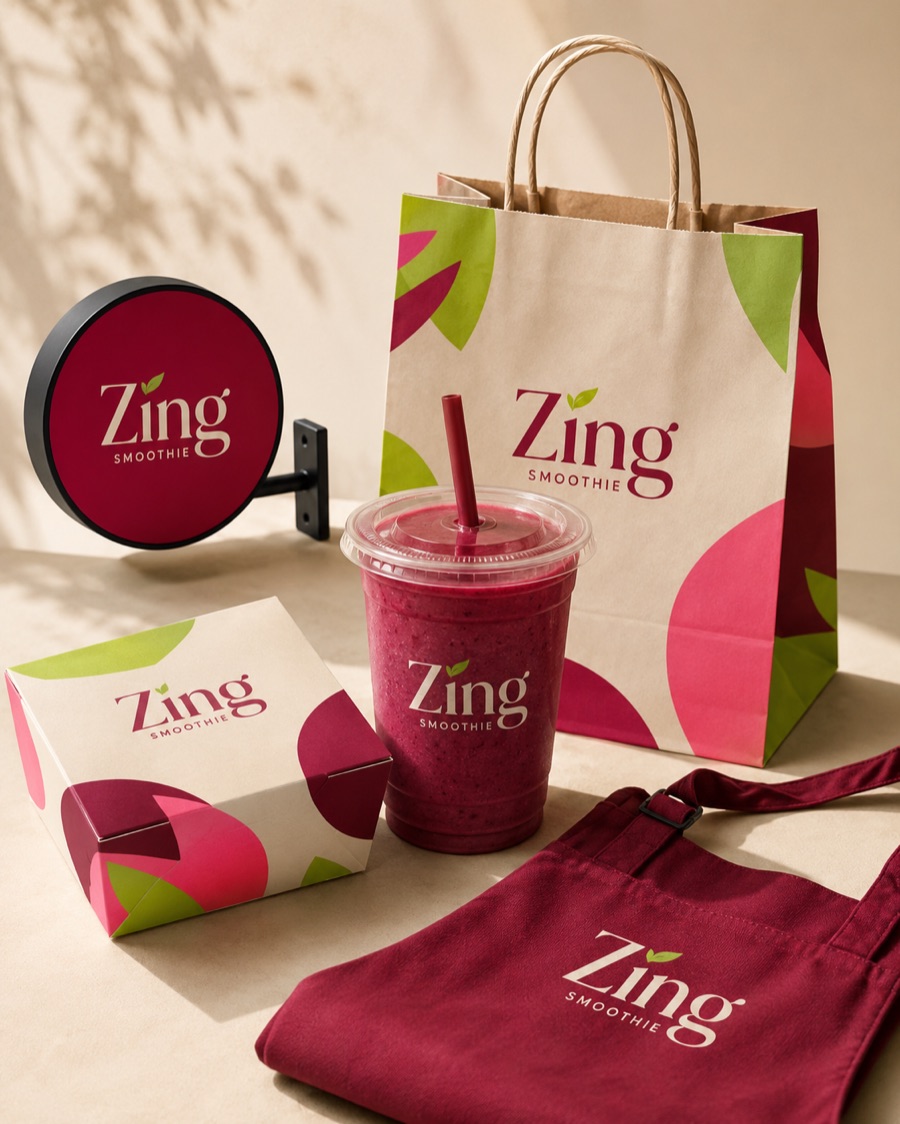 Zing, Smoothie bar brand asset 10, generated with Logofai