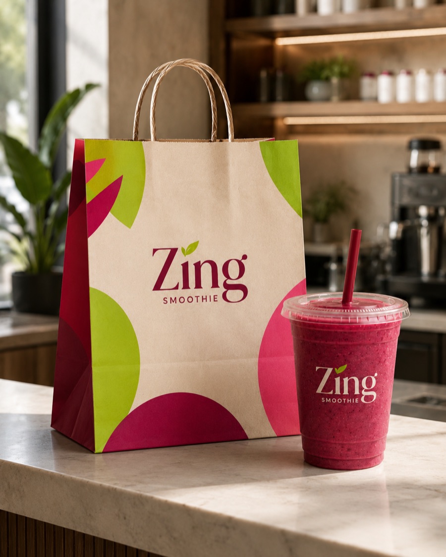 Zing, Smoothie bar brand asset 7, generated with Logofai