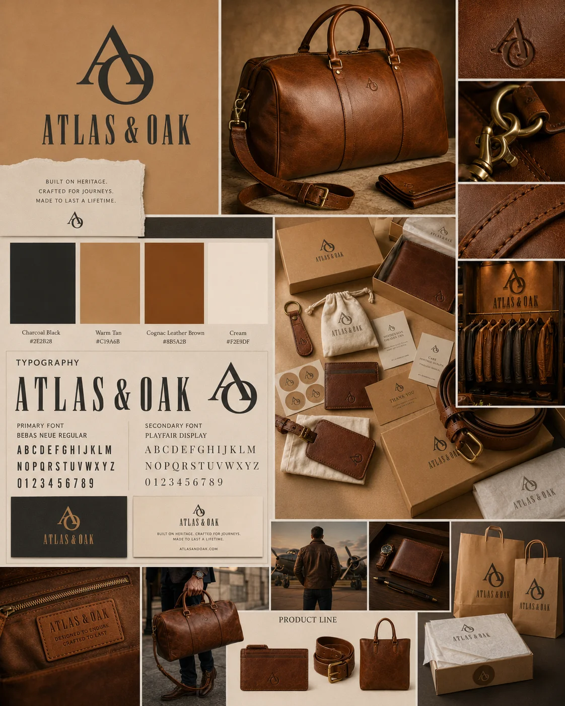 Atlas & Oak brand kit board generated by Logofai