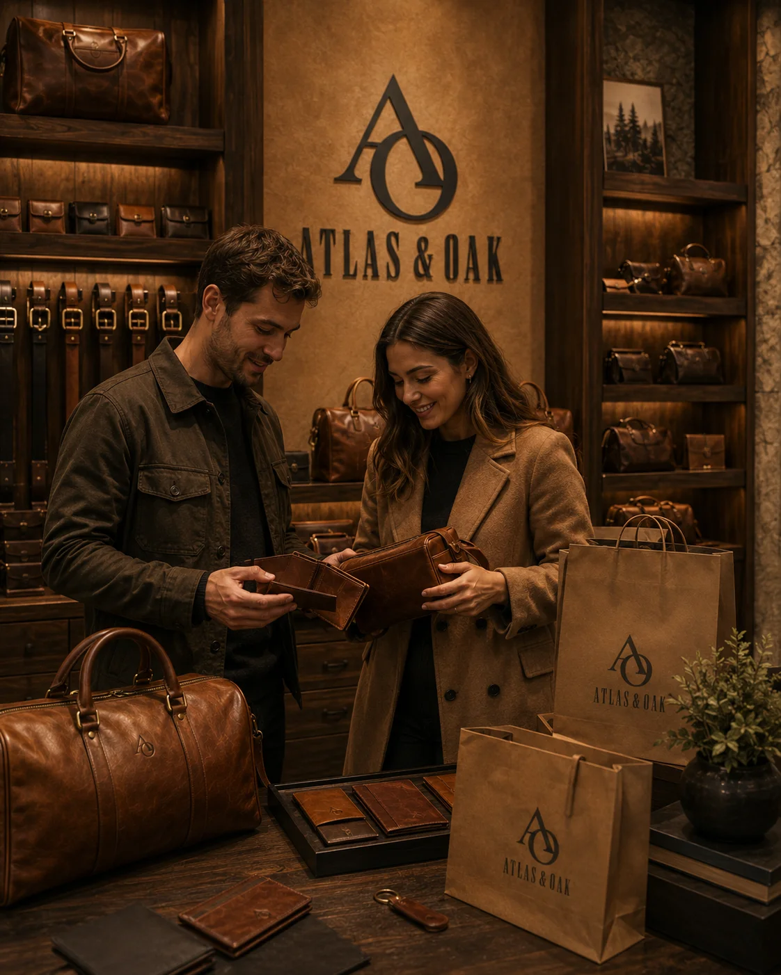 Atlas & Oak in the boutique lifestyle photo generated with Logofai