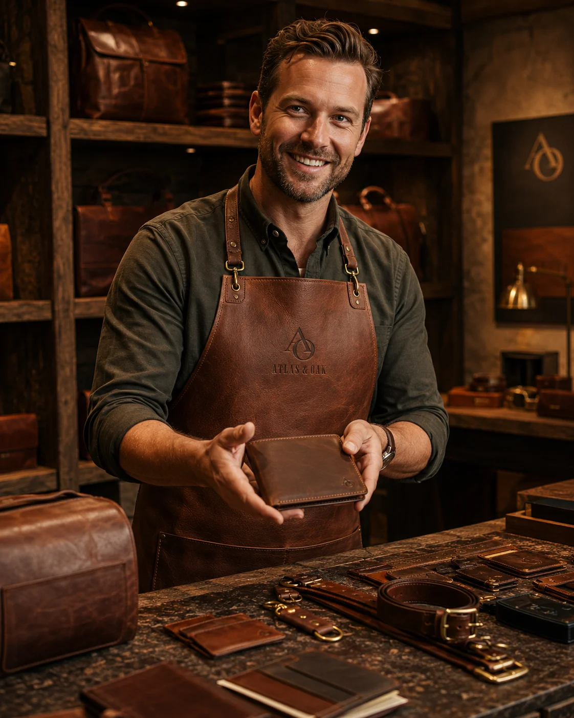 Atlas & Oak the maker lifestyle photo generated with Logofai