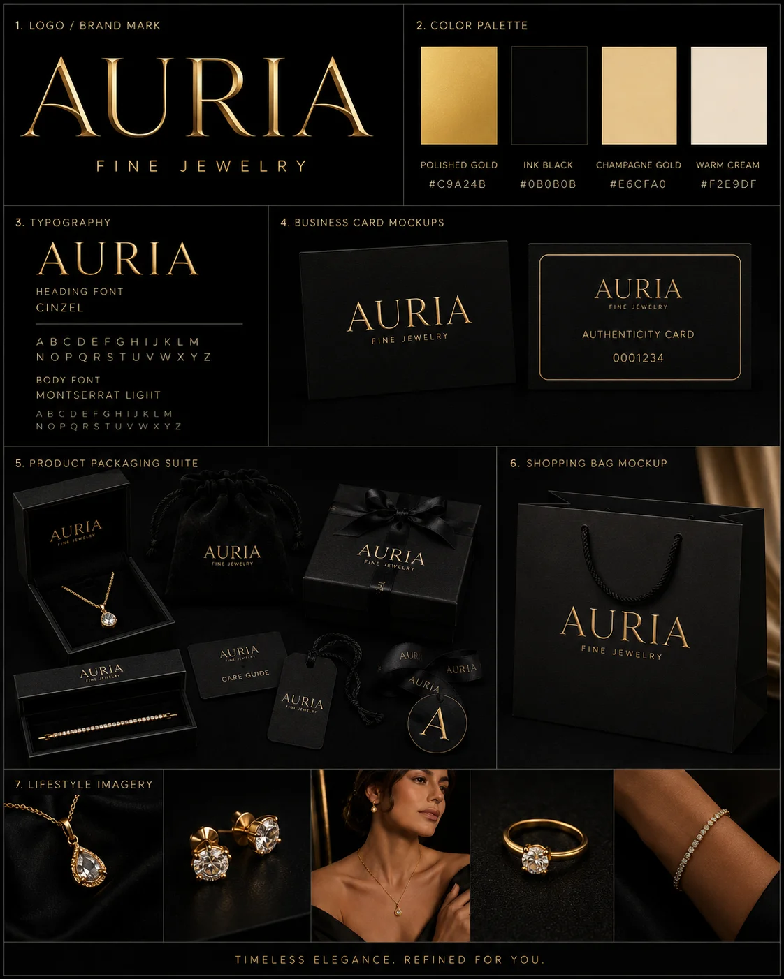 Auria brand kit board generated by Logofai