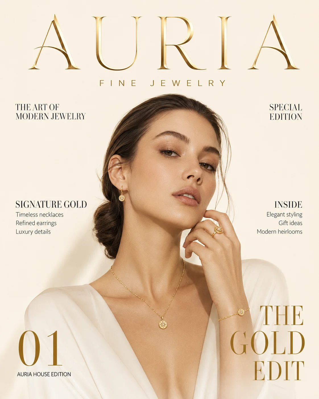 Auria the gold edit cover lifestyle photo generated with Logofai