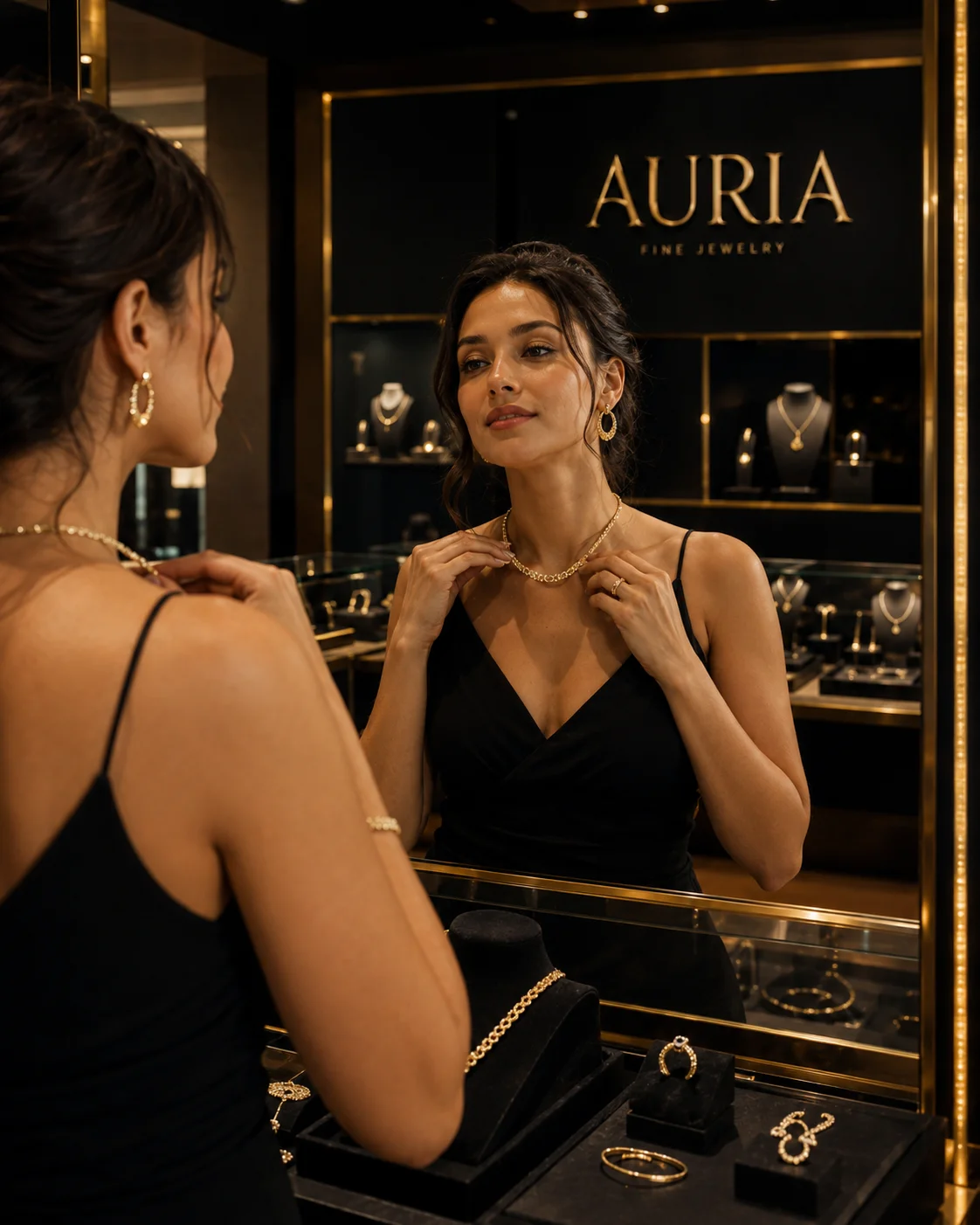 Auria at the mirror lifestyle photo generated with Logofai