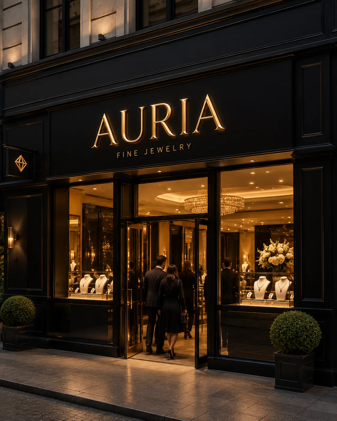 Auria Flagship storefront mockup generated by Logofai