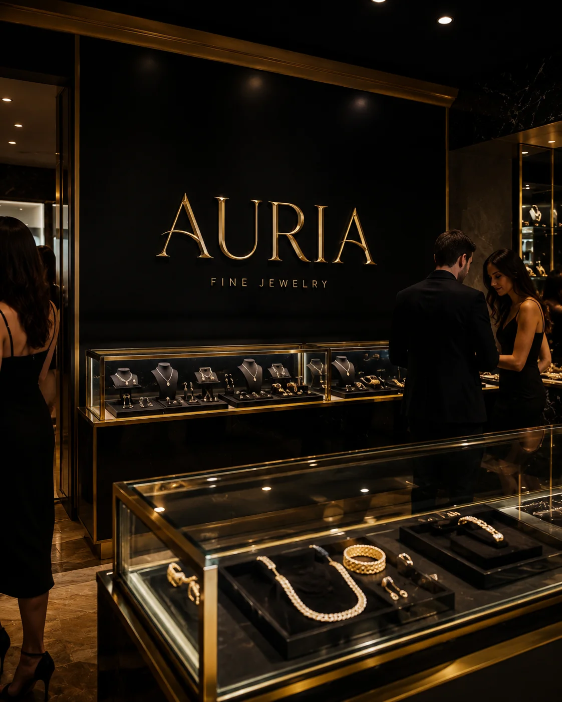 Auria Display case mockup generated by Logofai
