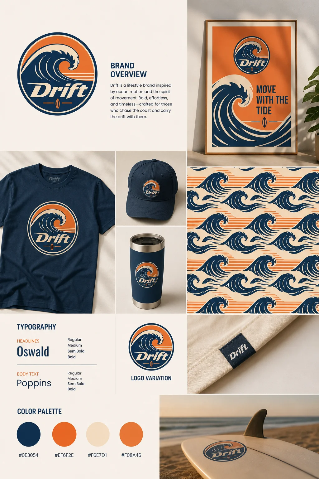 Drift brand kit board generated by Logofai