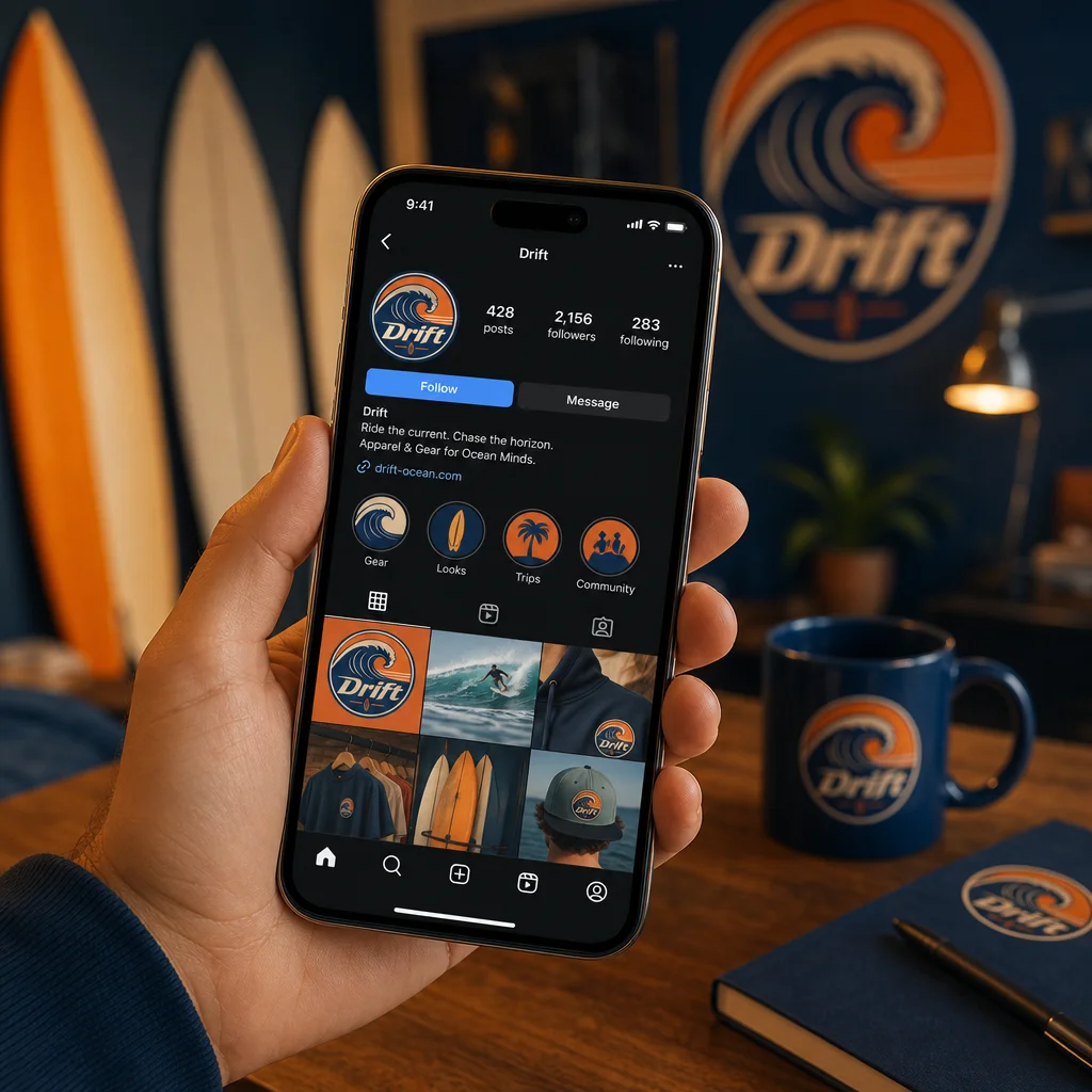 Drift Instagram profile mockup generated by Logofai