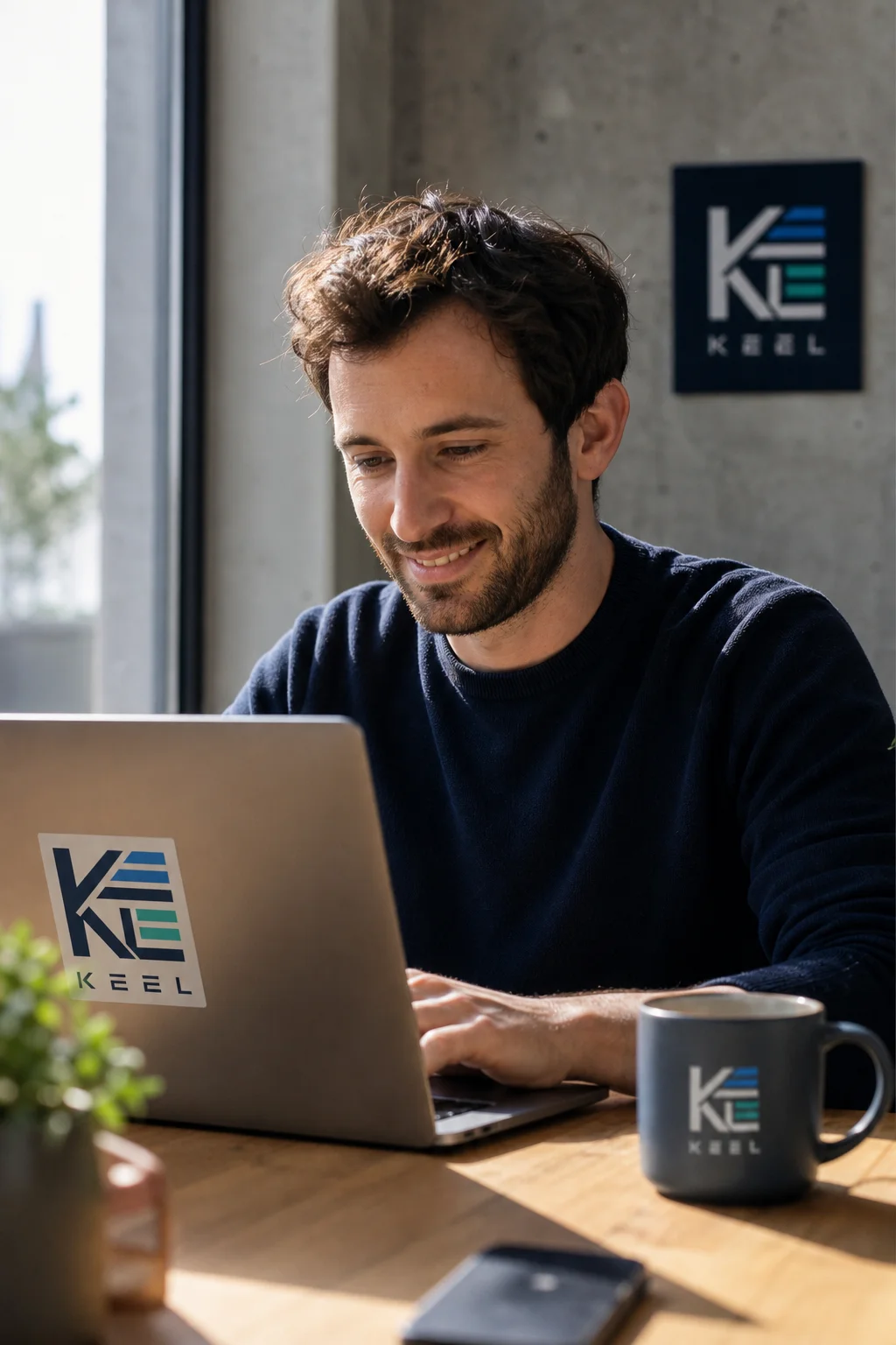 Keel at the desk lifestyle photo generated with Logofai