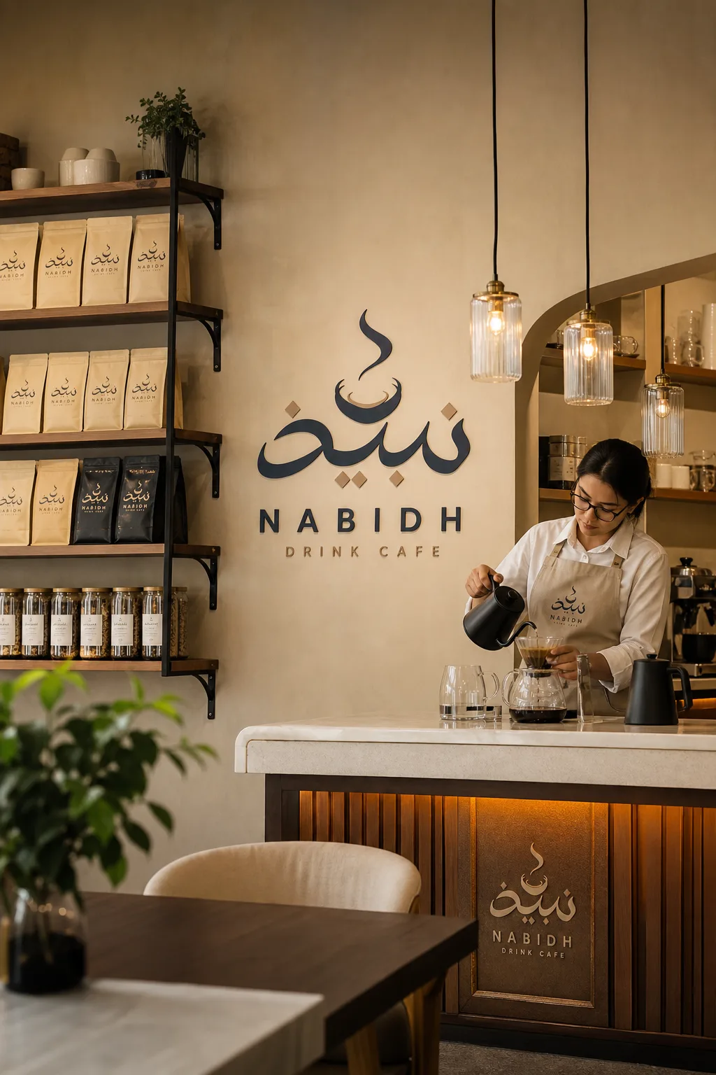 Nabidh behind the bar lifestyle photo generated with Logofai