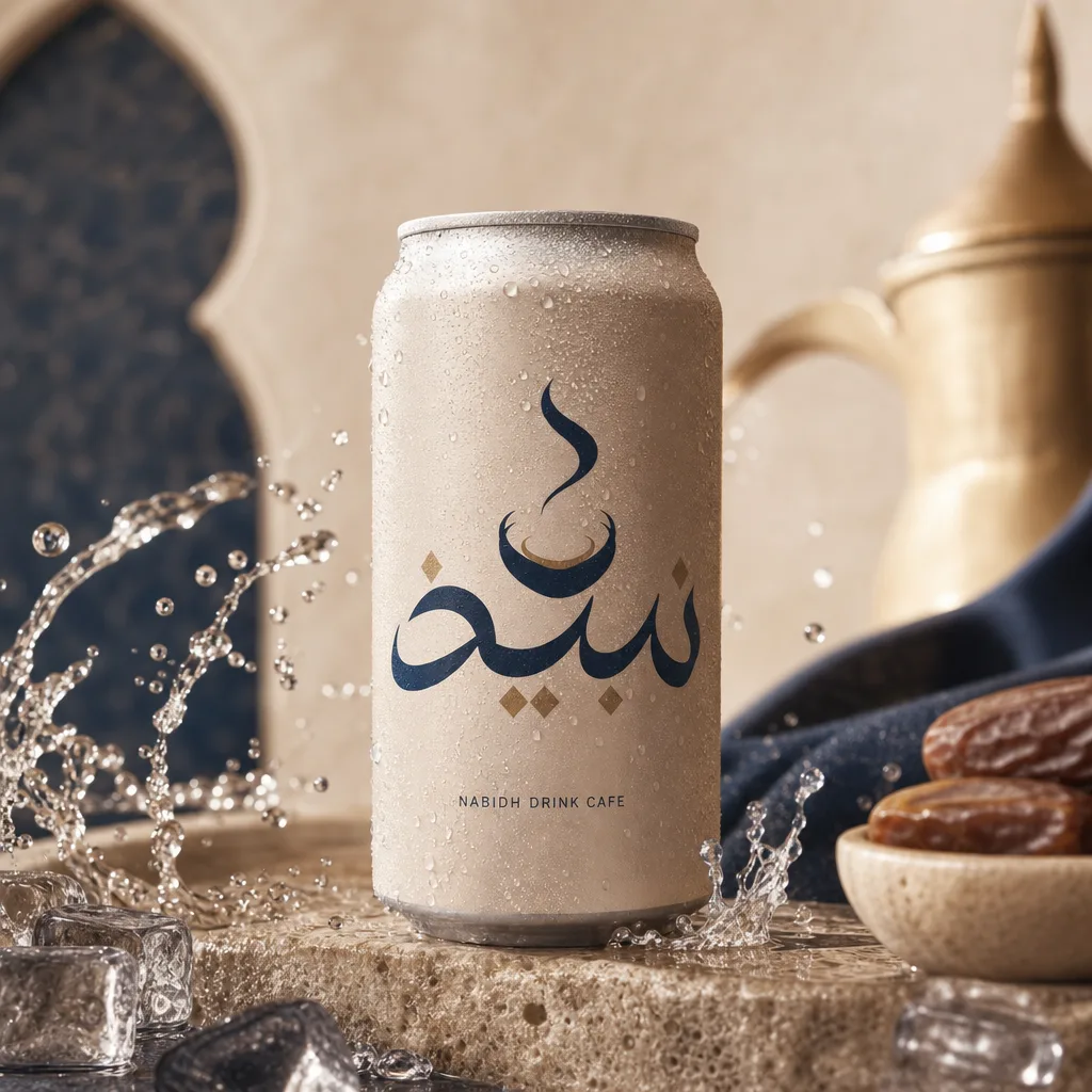 Nabidh beverage can mockup generated with Logofai