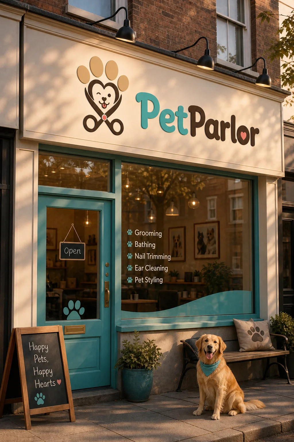 PetParlor storefront mockup generated with Logofai