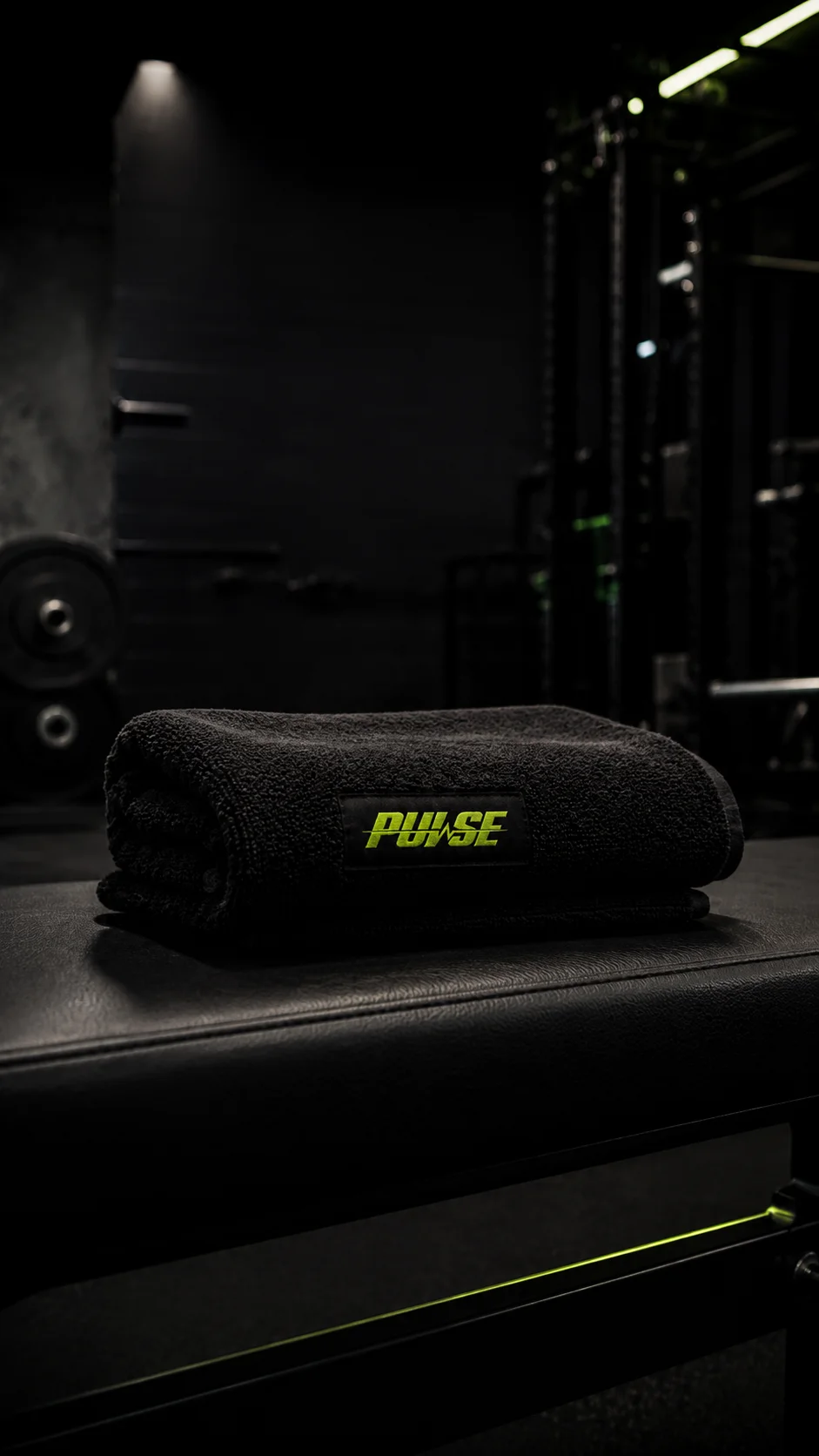 Pulse Gym towel mockup generated by Logofai