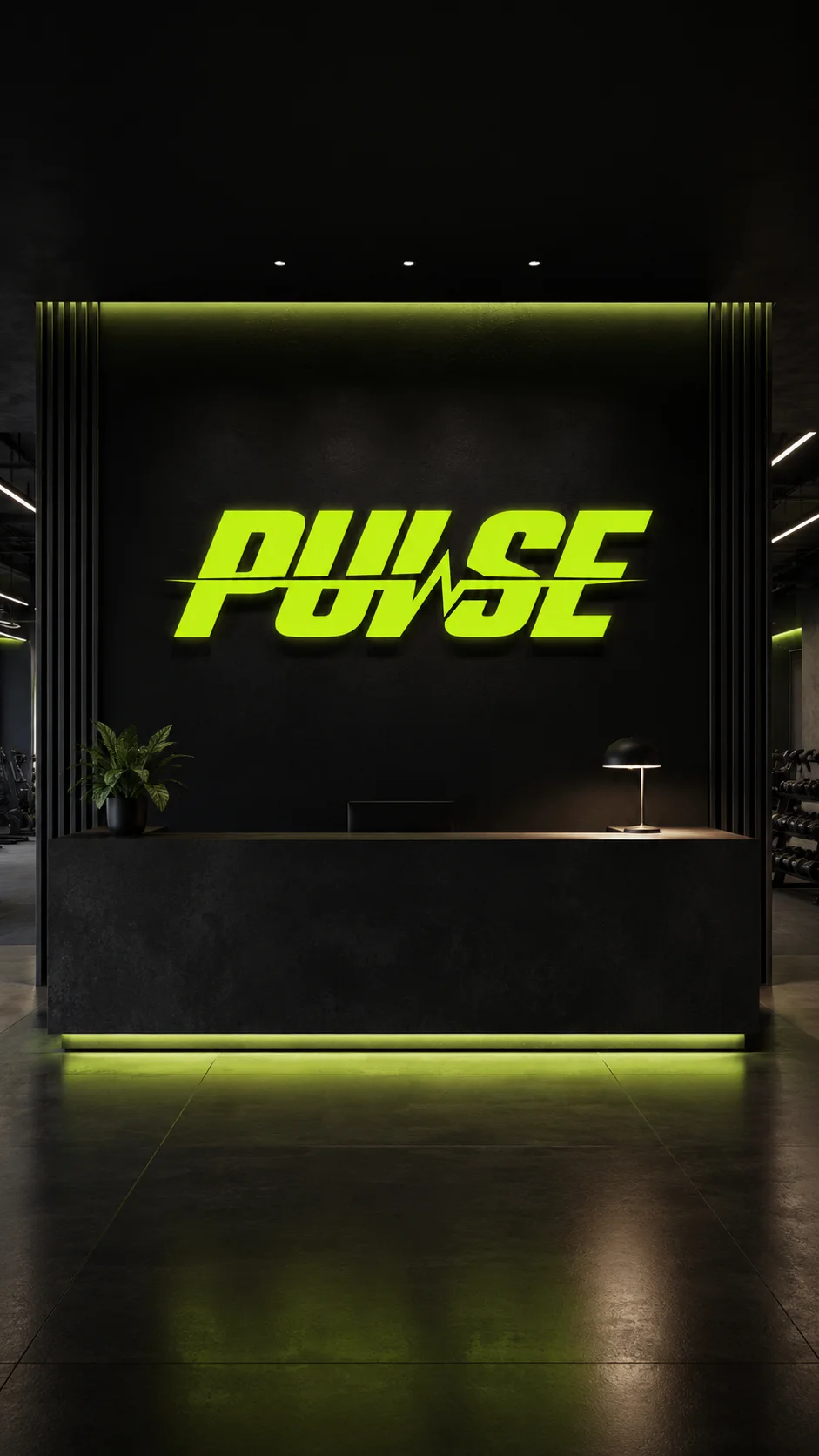 Pulse Front desk mockup generated by Logofai