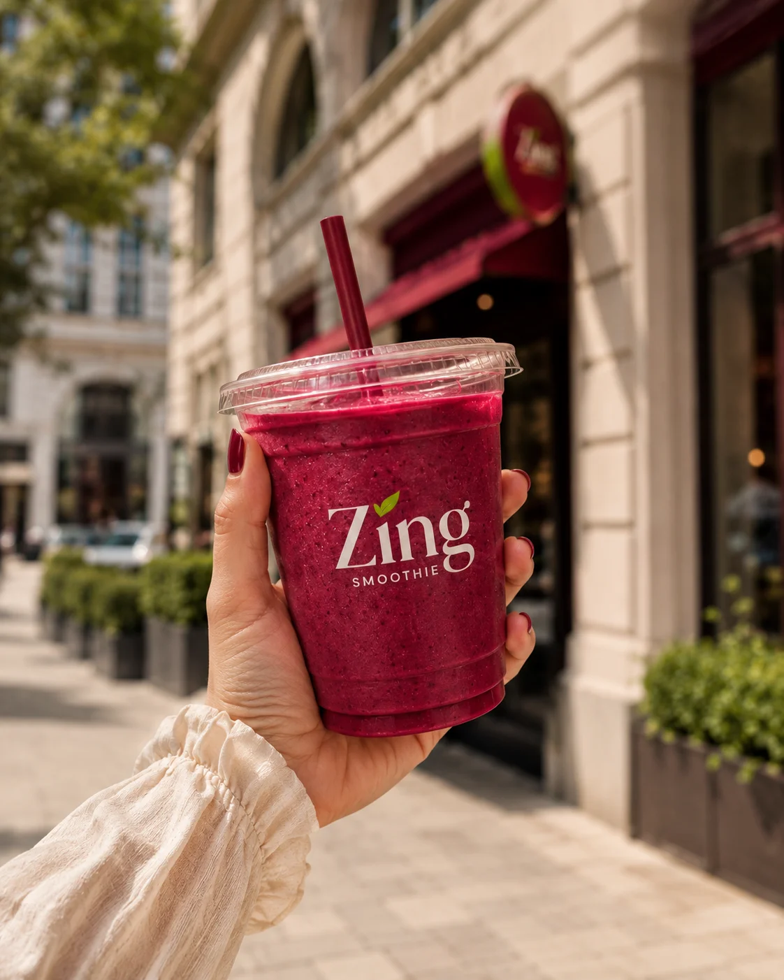Zing cup in the city lifestyle photo generated with Logofai