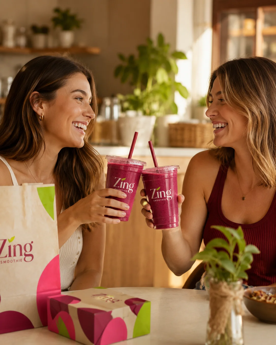 Zing smoothie date lifestyle photo generated with Logofai