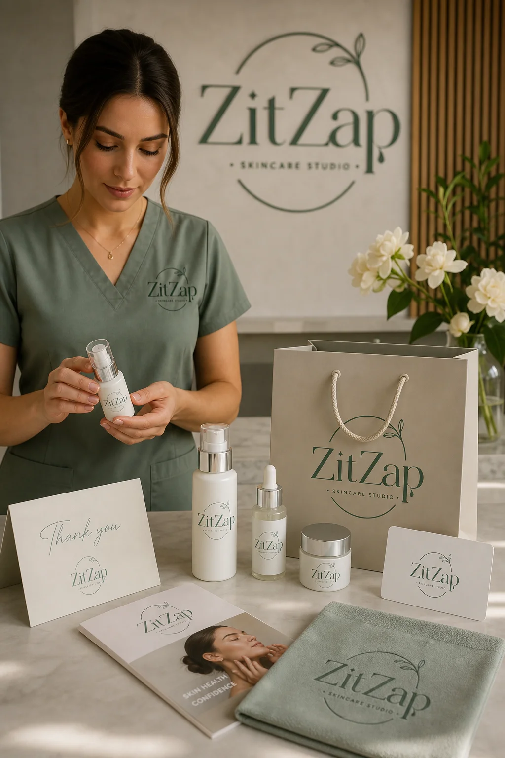 ZitZap, Skincare studio brand built with Logofai
