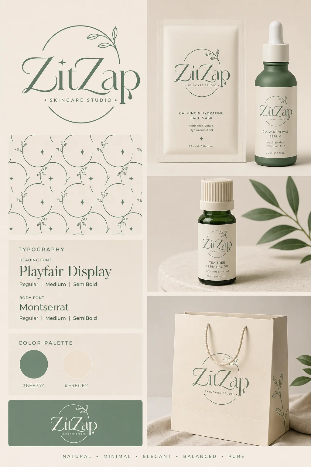ZitZap brand kit board generated with Logofai