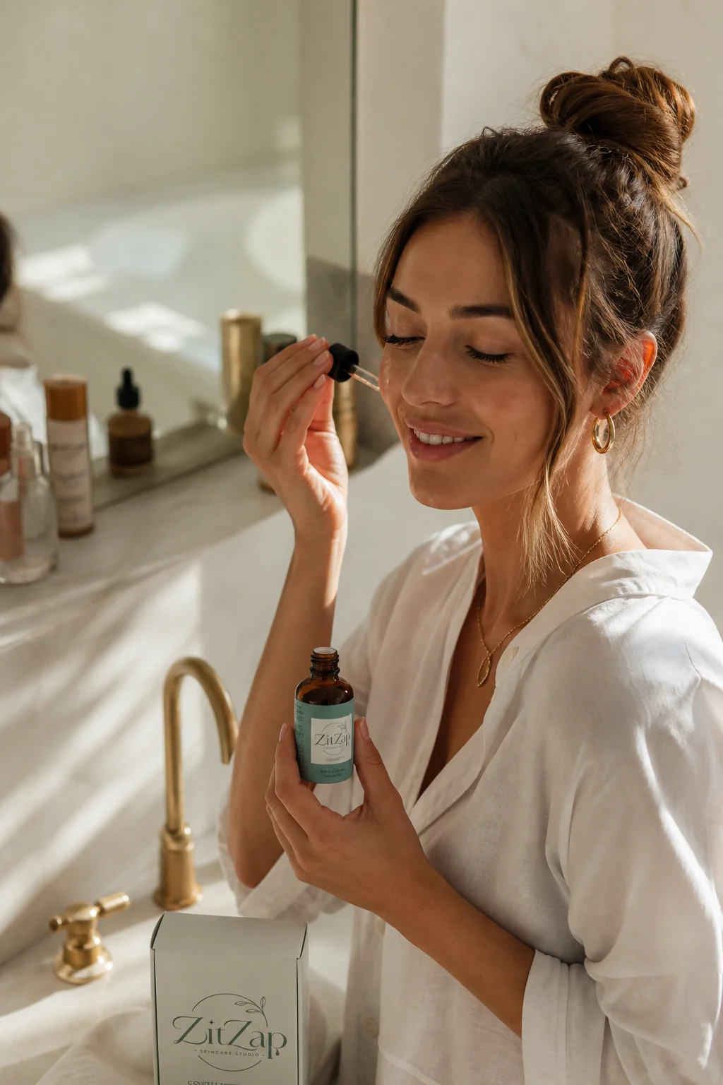 ZitZap serum ritual lifestyle photo generated with Logofai