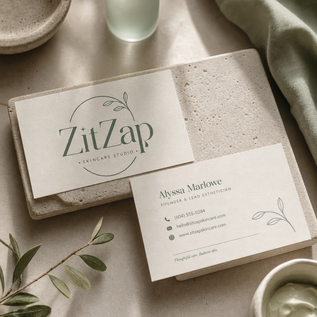 ZitZap business cards mockup generated with Logofai