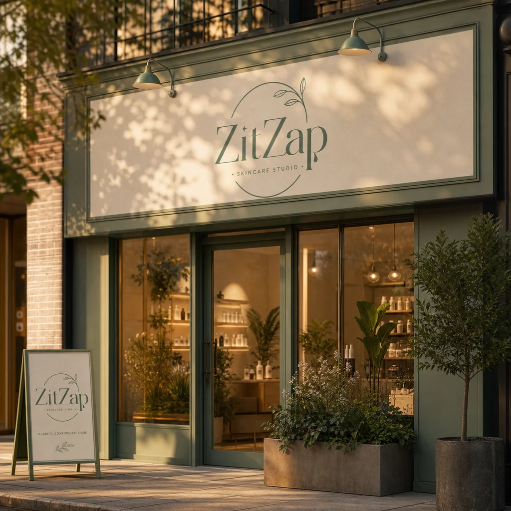 ZitZap storefront mockup generated with Logofai